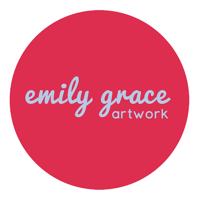 Bright Pink, Dark Grey, Teal, Evergreen, Emily Grace Artwork Artworks