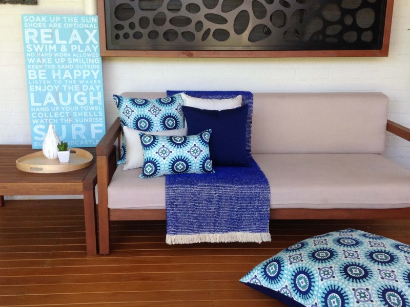  Moroccan inspired blue and turquoise 'Marrakesh Blue' cushions. 
