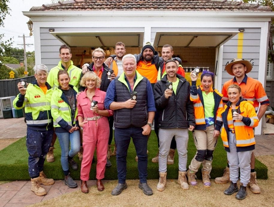 The Block contestants with Shelley and Scotty