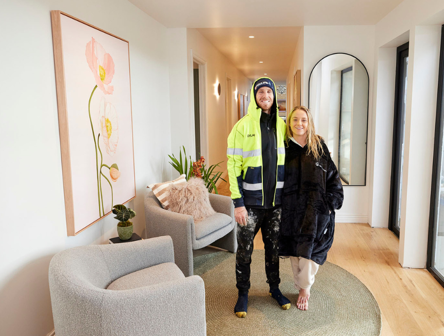 Dylan and Jenny Hallway laundry and mudroom winners the block 