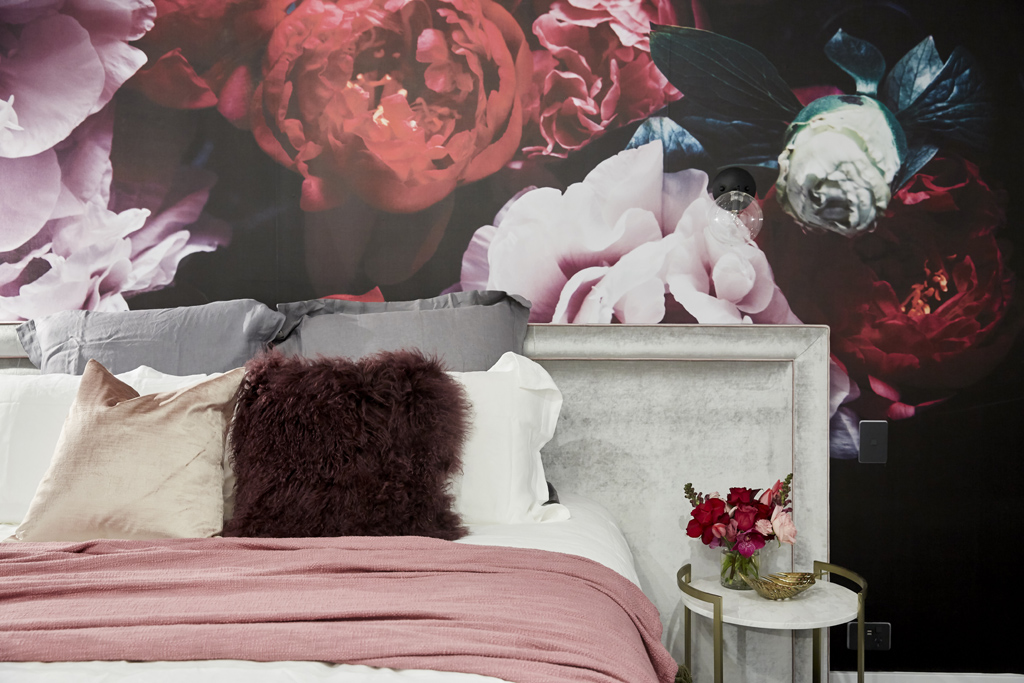  Holly Graham 'Peonies' in Hannah and Clint's stunning Master Suite. 