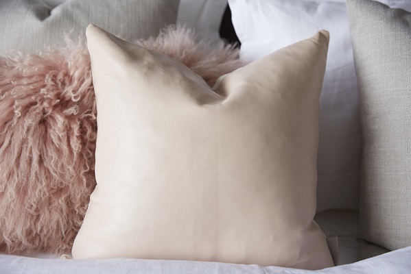  Leather Cushion in blush 