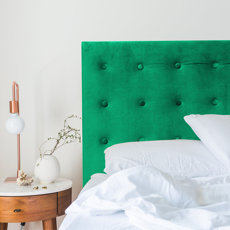  Emerald Green Velvet Buttoned Bedhead, Custom Made, Double Size by MARTINI FURNITURE from The Block Shop 