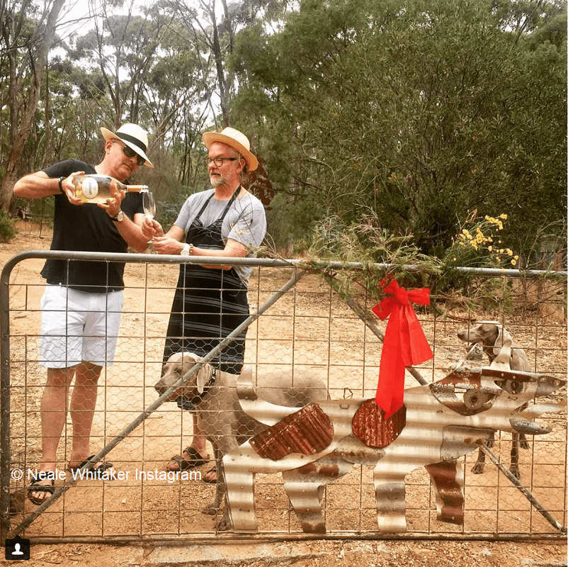 Neale Whitaker with his partner David & their two dogs