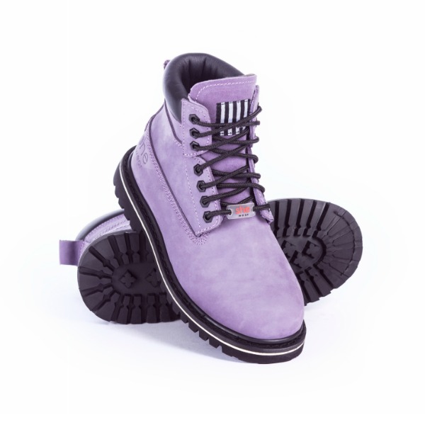  Purple work boots 