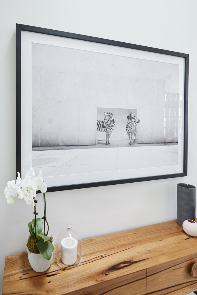  'Stripes' framed art print from Urban Road as seen in Bianca and Carla's hallway. 