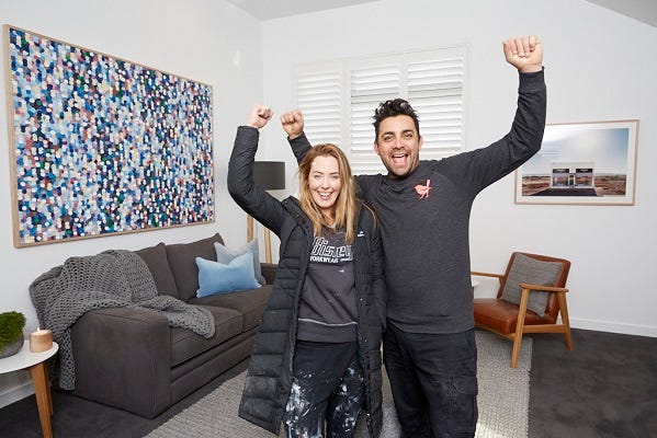 Ronnie & Georgia celebrating their Studio Week win on The Block 2017