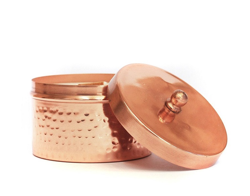  Indigo Flame Wood Wick Soy Candle, in a copper tin 