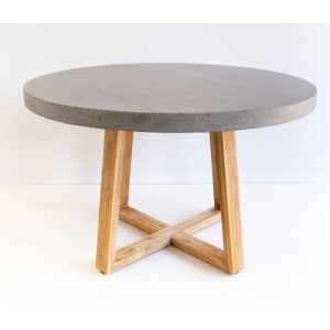 1.2m Alta Round Dining Table | Speckled Grey with Light Honey Timber Legs