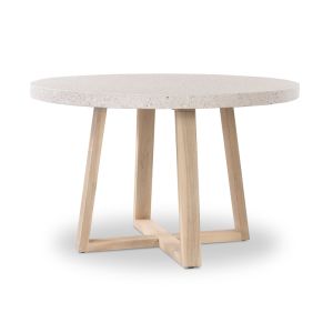 1.2m eTerrazzo Round Dining Table | Ivory Coast with Ivory Washed Timber Legs
