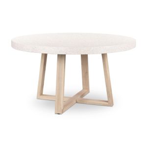 1.4m eTerrazzo Round Dining Table | Ivory Coast with Ivory Washed Timber Legs