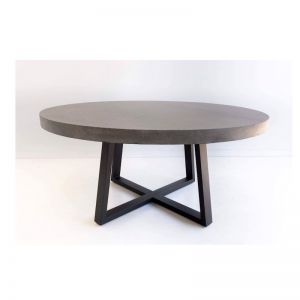 1.6m Elkstone Round Alta Dining Table | Speckled Grey with Black Powder Coated Legs