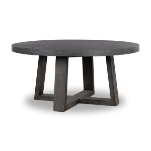 1.6m eTerrazzo Round Dining Table | Apollo Black with Wide Black Wash Timber Legs