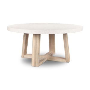 1.6m eTerrazzo Round Dining Table | Ivory Coast with Wide Ivory Washed Timber Legs