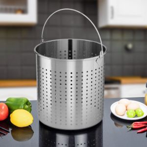 12L Stainless Steel Perforated Stockpot Basket Pasta Strainer