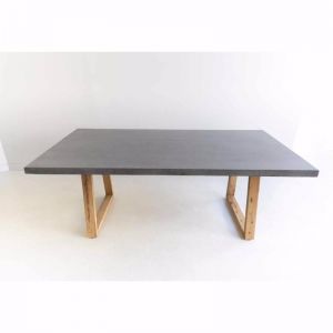 2.0m Elkstone Rectangular Sierra Dining Table | Speckled Grey & Light Honey Timber Legs