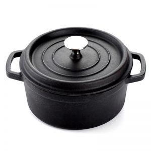 24cm Cast Iron Cooking Pot with Lid | 3.6L | Black