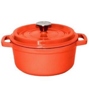 26cm Cast Iron Enamel Porcelain Cooking Pot with Lid | 5L | Orange