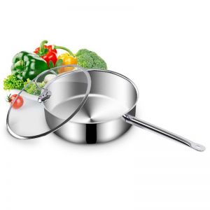 26cm Stainless Steel Saucepan with Glass Lid