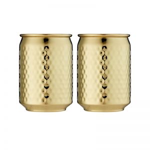 2pc Tempa Spencer Hammered 400ml Stainless Steel Tumbler Cocktail Cup Set Gold