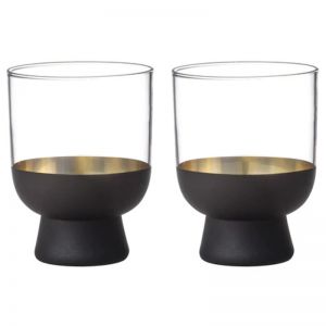 2x Tempa Aria 240ml Glass Tumbler Cocktail Water/Juice Cup Drinkware Clear/Black