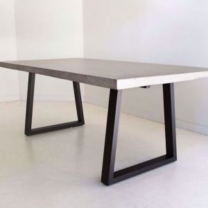 3.0m Sierra Rectangular Dining Table | Speckled Grey with Black Metal Legs | Pre order