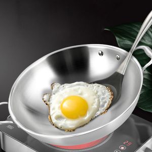 3-Ply 42cm Stainless Steel Double Handle Wok Frying Fry Pan Skillet with Lid