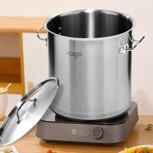 33L Stainless Steel Stock Pot with Steamer Rack Insert