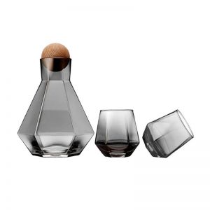 3pc Tempa Jaxon 1280ml Decanter/310ml Glass/Tumbler Wine Glasses Set Charcoal
