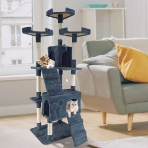 4Paws Cat Scratching Post with Tree House | 180cm |  Beige or Grey