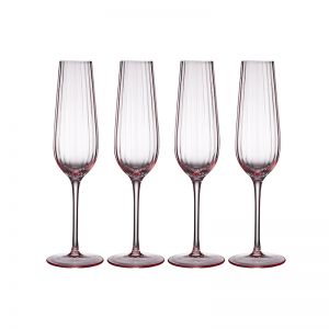 4pc Tempa Esme 220ml Crystal Stem Champagne Glass Drinking Glassware Cup Blush