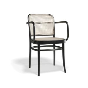 811 Hoffmann Black Stain Armchair with Cane Seat and Cane Backrest