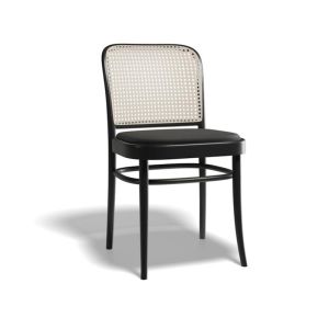 811 Hoffmann Black Stain Dining Chair | Padded Seat and Cane Backrest