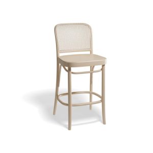 811 Hoffmann Natural Stool with Wooden Seat and Cane Backrest by TON