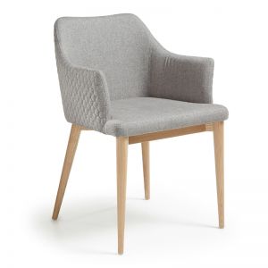 Danai Light Grey Quilted Upholstered Chair