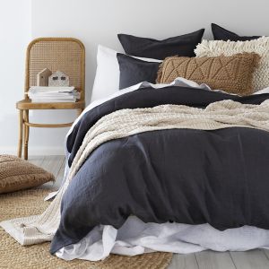 French Flax Linen Quilt Cover Set | Charcoal