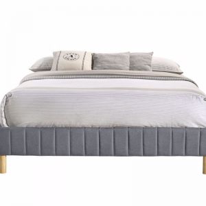 Platform Bed Base | Fabric Frame with Timber Slat | Light Grey | All Sizes