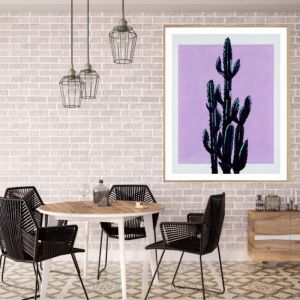 Cactus on a Rectangle | P4007 Lilac | Framed Print | Colour Clash Studio