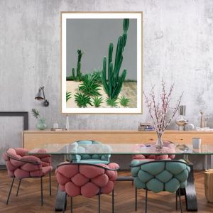 Cactus On A Grey Wall | P4018 Green | Framed Print | Colour Clash Studio