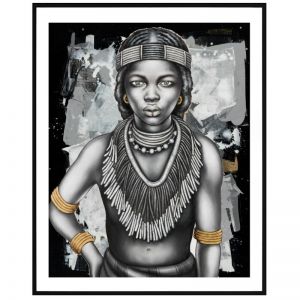 Tribal Girl with Lip Ring | P3015-Mono-1 | Framed Print | Colour Clash Studio