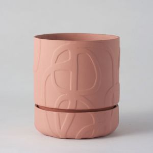 Abstract Relief Plant Pot by Angus & Celeste | Thick Line | Ochre