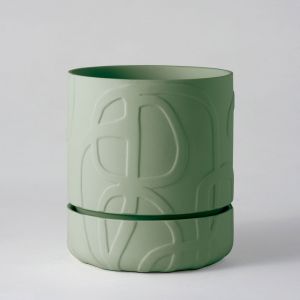 Abstract Relief Plant Pot by Angus & Celeste | Thick Line | Olive Green