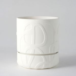 Abstract Relief Plant Pot by Angus & Celeste | Thick Line | White