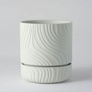 Abstract Relief Plant Pot by Angus & Celeste | Thin Line | Soft Grey