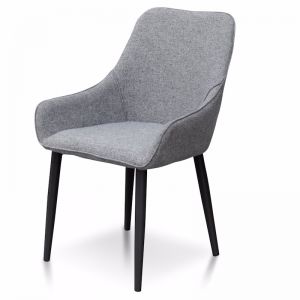 Acosta Fabric Dining Chair | Pebble Grey in Black Legs