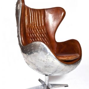 Admiral Brown Leather & Aluminium Egg Chair | by Cocolea Furniture