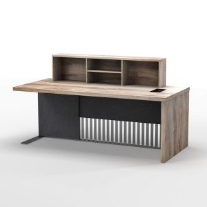 Aftan Reception Desk Right Panel | 180cm | Warm Oak & Black