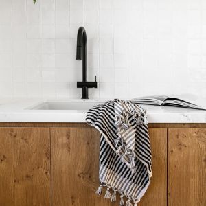 Albatross Hand Towel | Black & White Stripes
