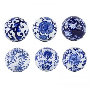 Aline Blue & White Decorator Balls | Set of 6