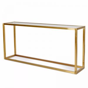 Alison Glass Console Table - Tempered Glass - Brushed Gold Base